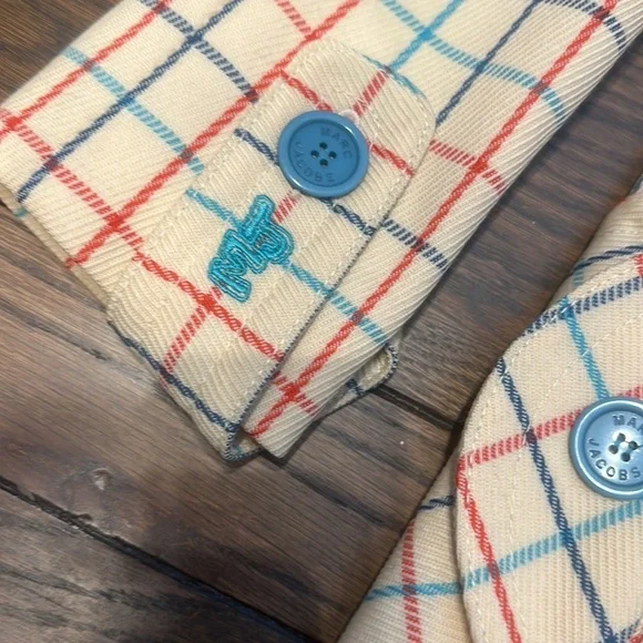 Marc Jacobs Guinevere Windowplane Plaid Wool Trench Coat